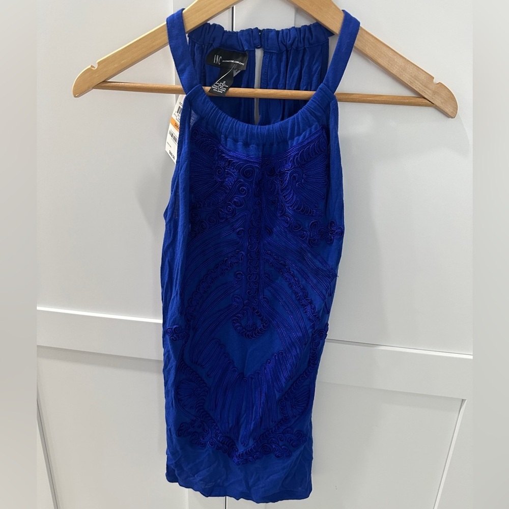 INC lace goddess blue halter top size small NWT